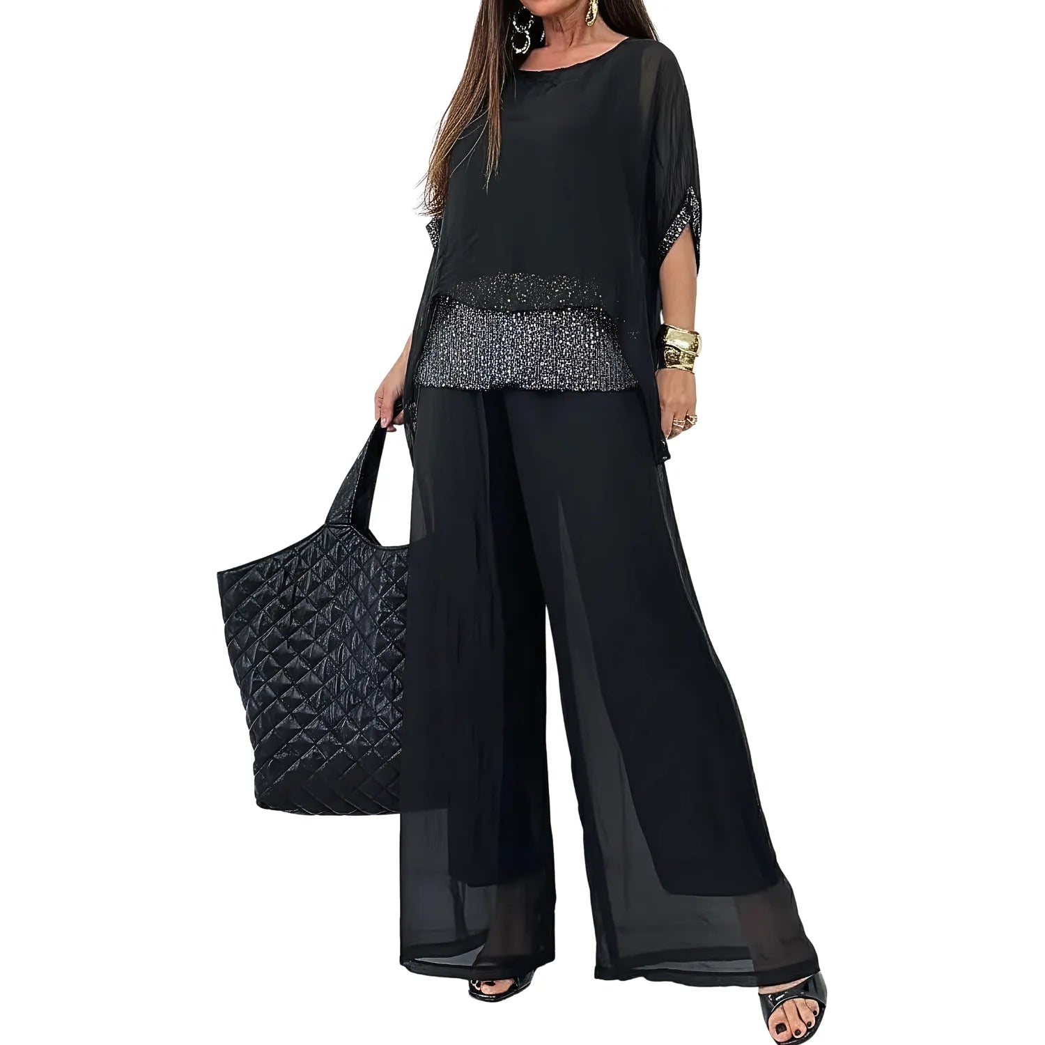 Conjunto Calça e Blusa de Seda Nuvella