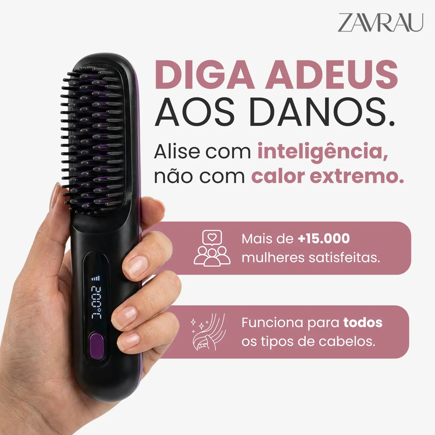 Escova Alisadora de Cabelo sem Fio - Lizadona