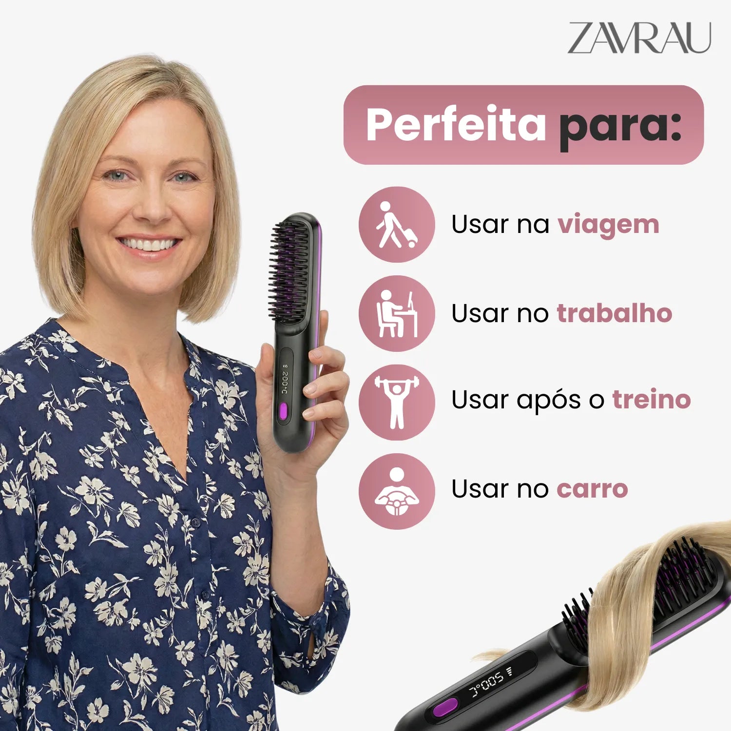 Escova Alisadora de Cabelo sem Fio - Lizadona