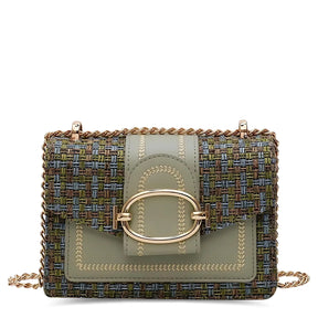 Bolsa Tweed Crossbody com Corrente Dourada - Amalfi