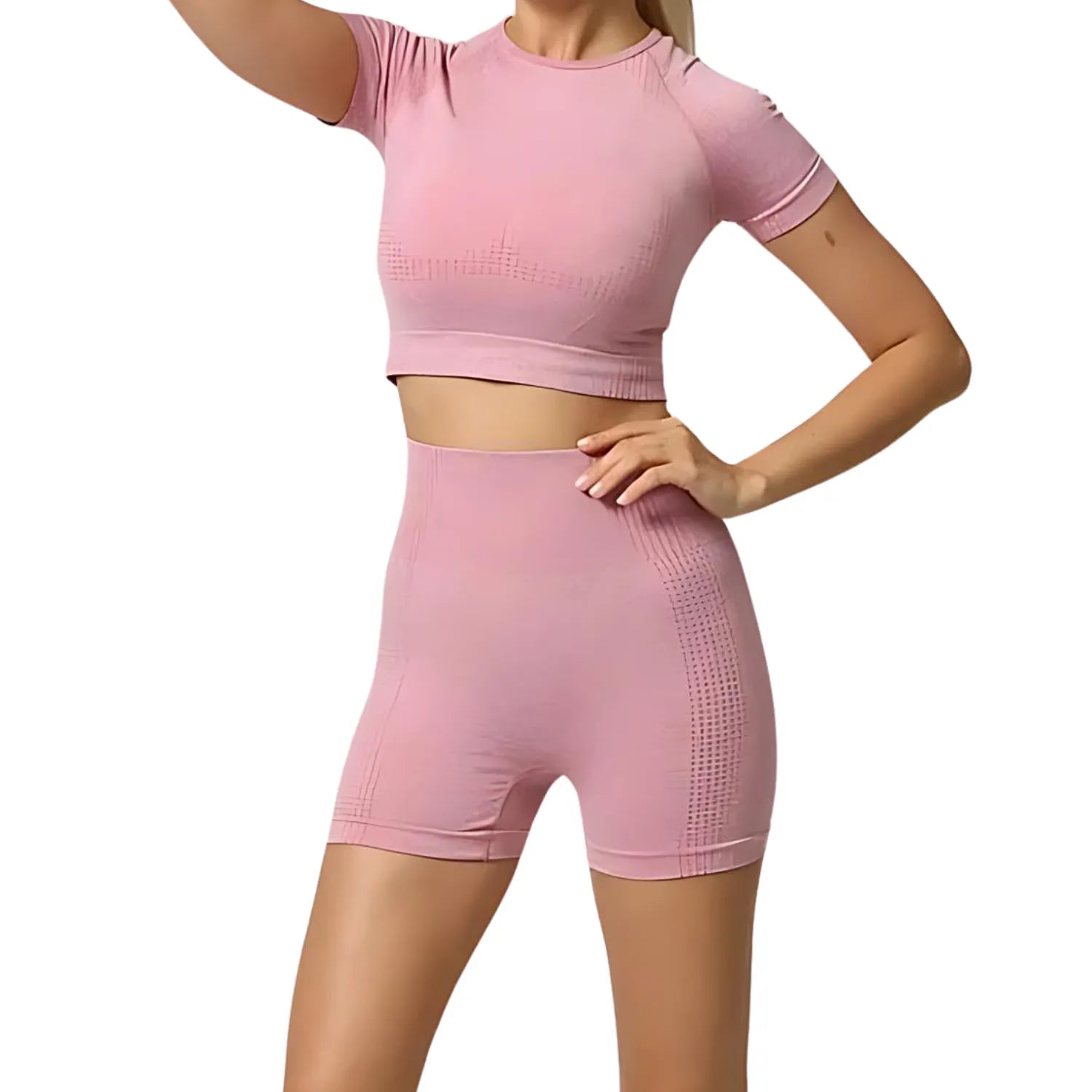 Conjunto Fitness Feminino - Short e Camiseta Cropped - Roupa de Academia